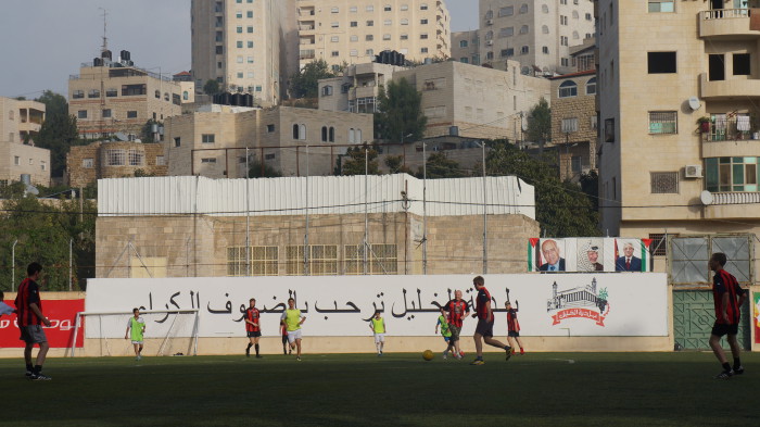 the Cowboys' first game - playing Shabab Al-Khalil SC under 15s at the Shabab Al-Khalil SC stadium in Hebron